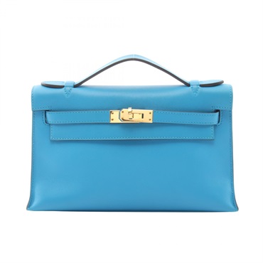 HERMES Pochette Kelly Mini Handbag X Swift leather Blue frida Used Women SHW