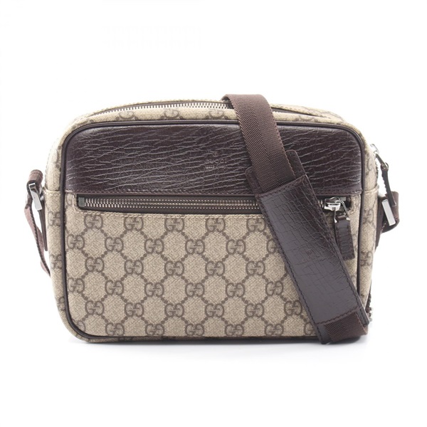 GUCCI GG plus Shoulder crossbody Bag 114291 canvas leather Beige Brown Used