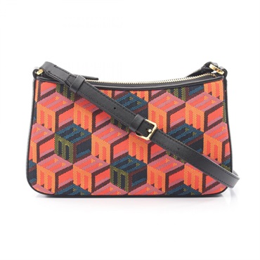 MCM Geometric Shoulder Crossbody Bag canvas leather Pink Black Multicolor Used