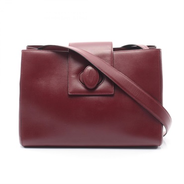 CARTIER Must Line Crossbody Shoulder Bag leather Bordeaux Used Women