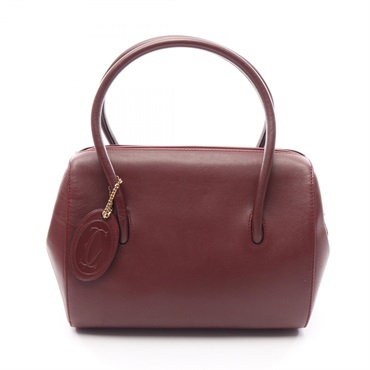 CARTIER Must Line Handbag leather Bordeaux Used Women