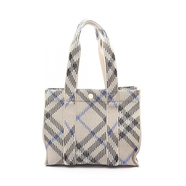 BURBERRY Shoulder Tote Hand Bag Fabric Gray Multicolor Used Women