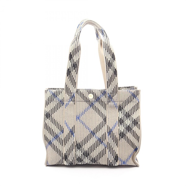 BURBERRY Shoulder Tote Hand Bag Fabric Gray Multicolor Used Women