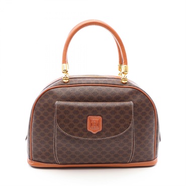CELINE Macadam Handbag PVC coated canvas leather Brown Beige Used Women