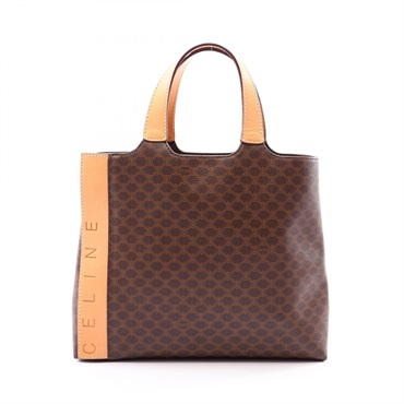 CELINE Macadam Handbag canvas leather Brown Beige Used Women