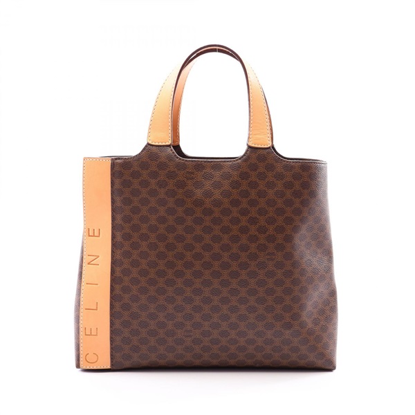 CELINE Macadam Handbag canvas leather Brown Beige Used Women