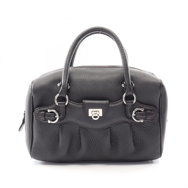 Salvatore Ferragamo Gancini Handbag 21 6878 leather Black SHW Used Women