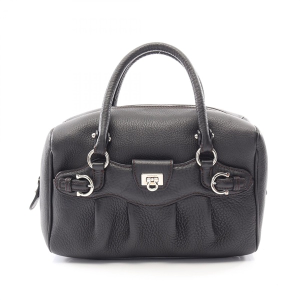 Salvatore Ferragamo Gancini Handbag 21 6878 leather Black SHW Used Women