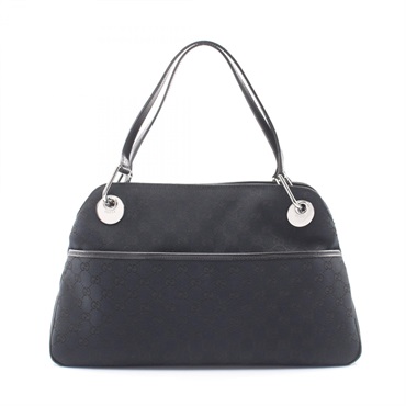 GUCCI GG canvas Shoulder Bag 121023 canvas leather Black Used Women