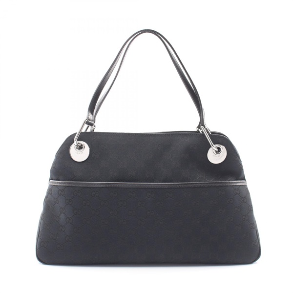 GUCCI GG canvas Shoulder Bag 121023 canvas leather Black Used Women