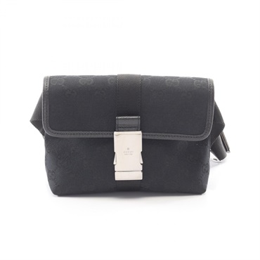 GUCCI GG canvas Waist Belt bag 131236 canvas leather Black Used Women