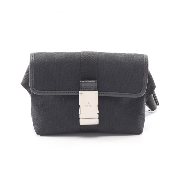 GUCCI GG canvas Waist Belt bag 131236 canvas leather Black Used Women