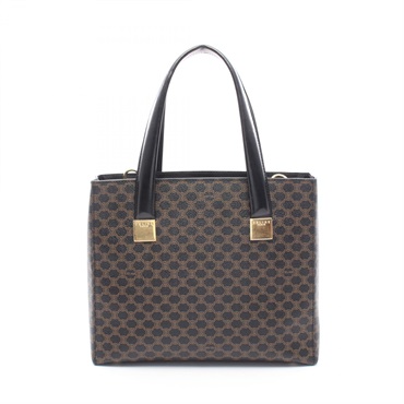 CELINE Macadam Handbag canvas leather Black Brown Used Women