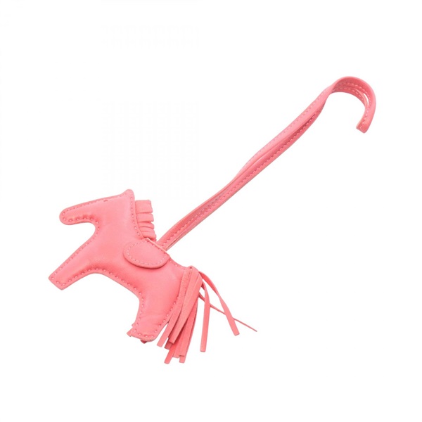 HERMES Rodeo PM Bag Charm Holder Agneau milo leather Pink Rose azalee Used Y