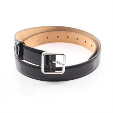 BALENCIAGA Silver fittings belt leather Black #85 Used Women