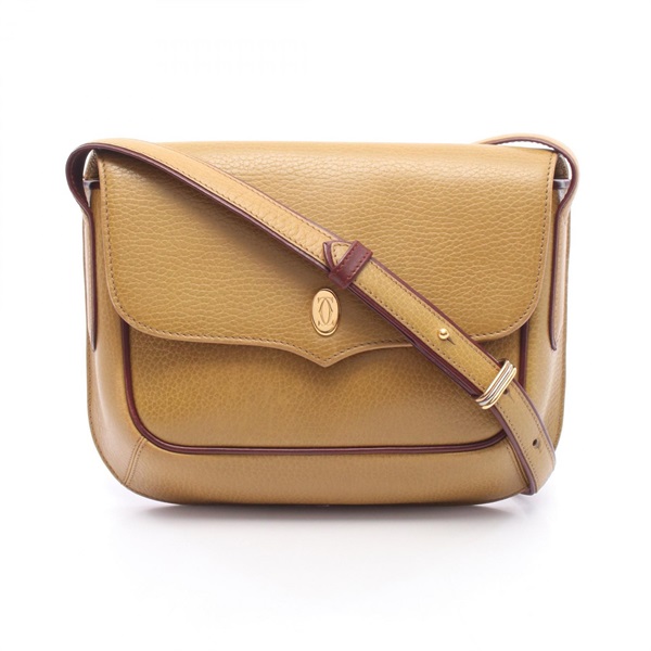 CARTIER Must Line Crossbody Shoulder hand Bag leather Brown Bordeaux Used Women