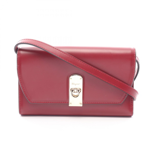 Salvatore Ferragamo Gancini Shoulder crossbody Bag 22D776 leather Red Used Women