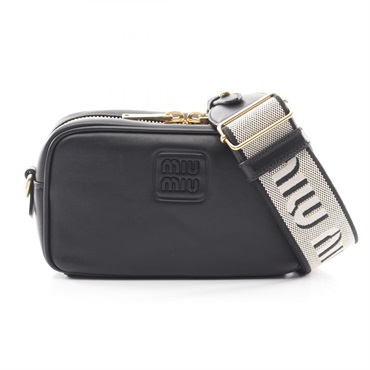 Miu Miu SAFTY PADDED Shoulder Crossbody Bag 5BH225 leather Black Used Women