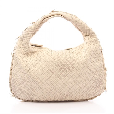 BOTTEGA VENETA Intrecciato Handbag lamskin leather Beige Used Women