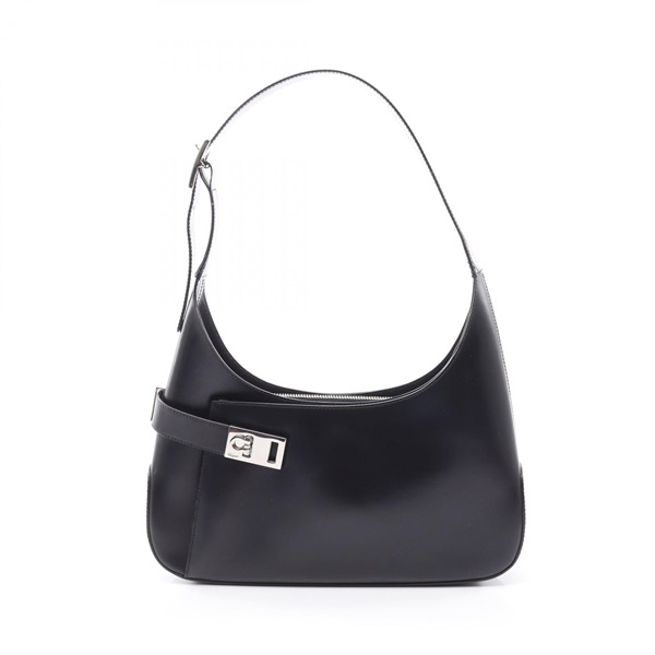Salvatore Ferragamo Gancini Shoulder hand Bag 21 0170 leather Black Used Women