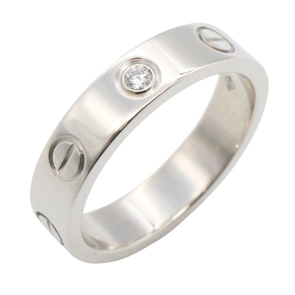 CARTIER Mini Love Ring 1P Diamond 18KWG White Gold Used Unisex Us size 4.5 #48