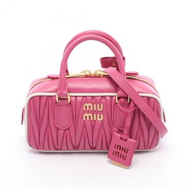 Miu Miu MATELASSE Shoulder Crossbody Handbag 5BB142 leather Pink White Used