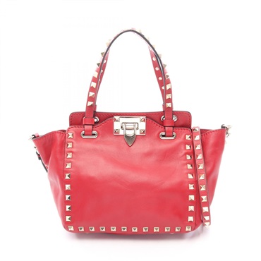 Valentino Rockstuds shoulder crosssbody Handbag leather Red Used Women
