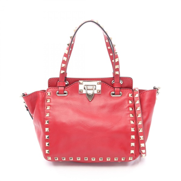 Valentino Rockstuds shoulder crosssbody Handbag leather Red Used Women