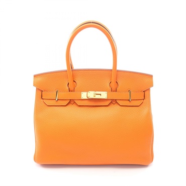 HERMES Birkin 30 Handbag Clemence leather Orange Used Women GHW X