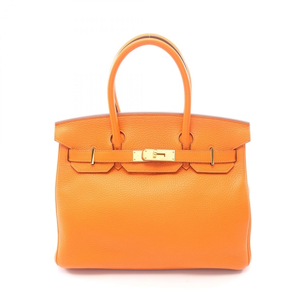 HERMES Birkin 30 Handbag Clemence leather Orange Used Women GHW X