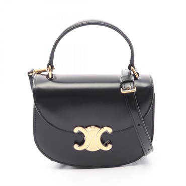 CELINE Triomphe Mini Buzas Claire 2WAY Shoulder Handbag 10L063 leather Blk Used