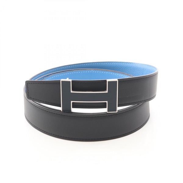 HERMES Constance H Belt Reversible Ceinture Swift Epsom leather Black SHW Used X