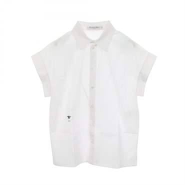 Christian Dior BEE embroidery Shirt Blouse #36 Short sleeves cotton White Used