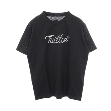 LOUIS VUITTON Logo Beads Short sleeve T-shirt cotton Black White mens size L
