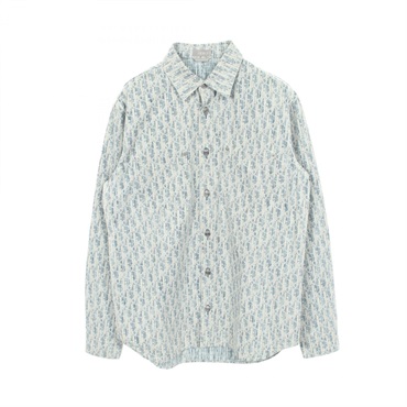 Christian Dior Oblique Shirt Top Long sleeves 013D585BY989 cotton Blue Used #38