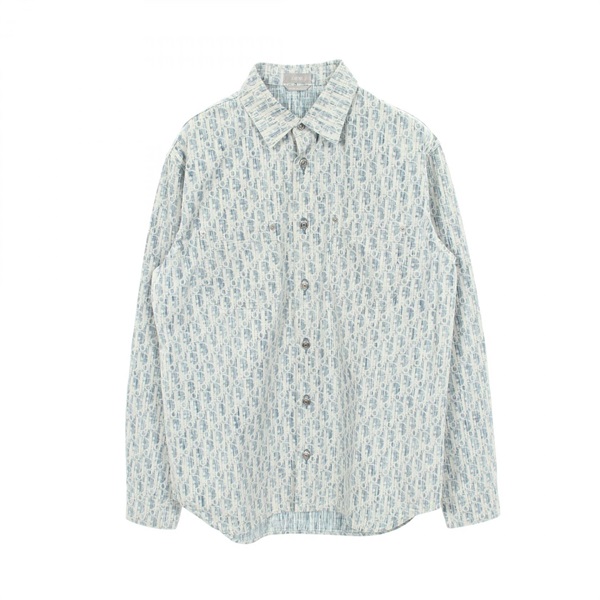Christian Dior Oblique Shirt Top Long sleeves 013D585BY989 cotton Blue Used #38