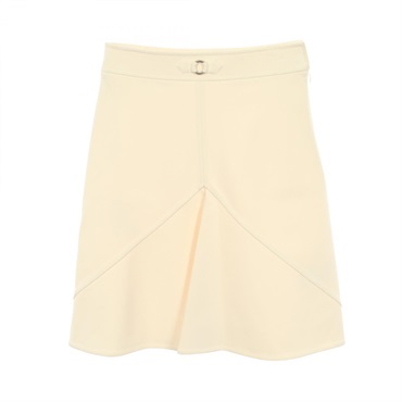 HERMES JUPE TRAPEZE A-line Skirt 3E0315DJ Rayon Beige Women #40