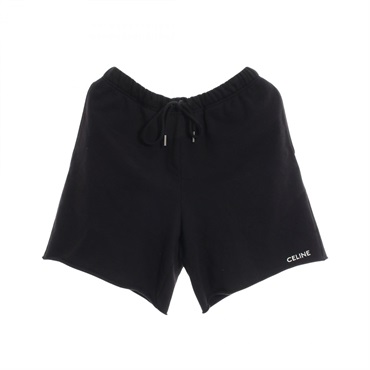 CELINE Logo Embroidered Shorts Sweat Pants cotton Black Used mens size S