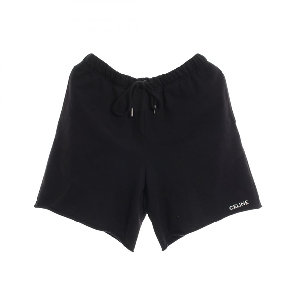 CELINE Logo Embroidered Shorts Sweat Pants cotton Black Used mens size S