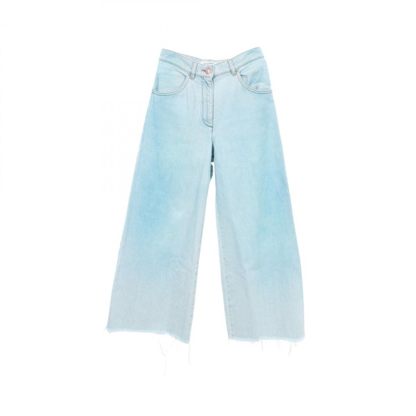 CHANEL COCO Mark Button Wide Denim Pants #34 P76361V68290 cotton Blue Used Women