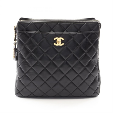 CHANEL Matelasse Chain Rucksack Backpack Lambskin sheep leather Black GHW Used