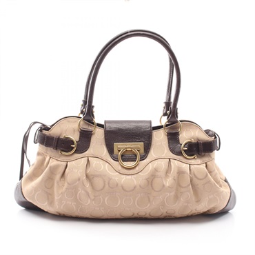Salvatore Ferragamo Gancini Shoulder Handbag 21 6325 canvas leather Beige Used