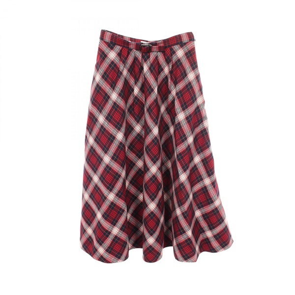 Dior CHECK'N'DIOR POP Check Skirt wool Red Navy Used Women size 36