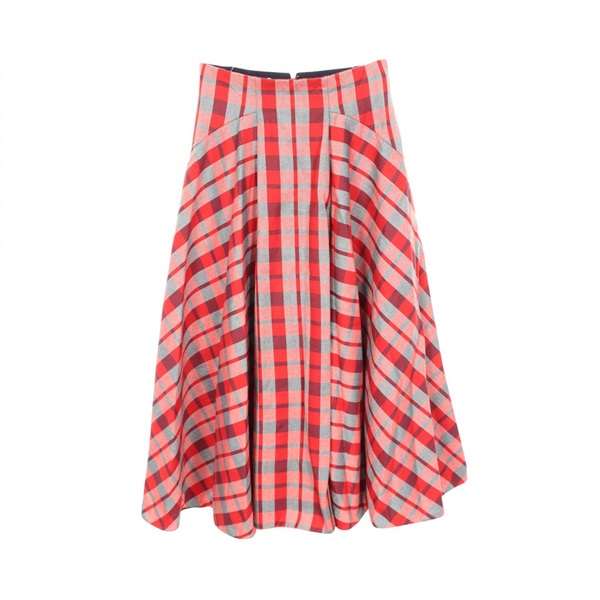 Dior CHECK'N'DIOR Skirt wool Red Navy Used Women size 38