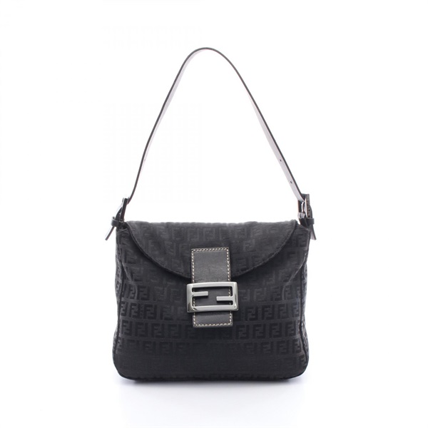FENDI Mamma Bucket Zucchino Shoulder Handbag 8BR004 canvas leather Black Used