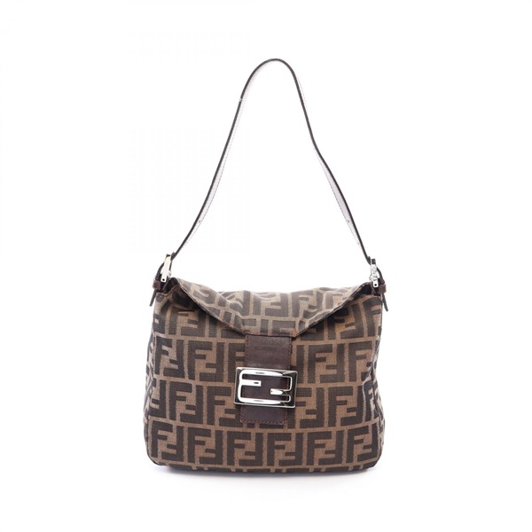 FENDI Zucca Shoulder Handbag canvas leather Brown SHW Used Women FF