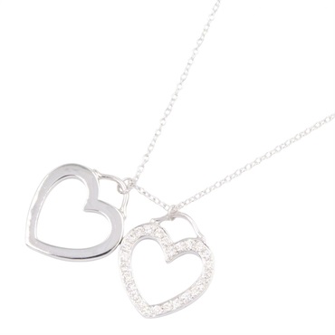 TIFFANY＆CO Double Heart Necklace Diamonds 18KWG White Gold Used women