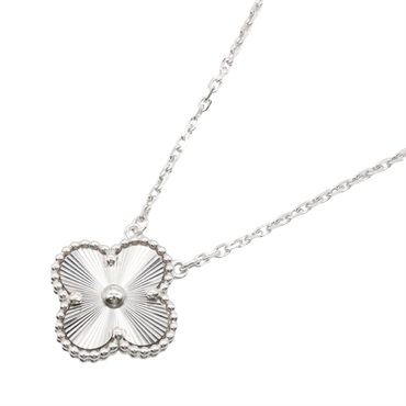 Van Cleef & Arpels Vintage Alhambra Guilloché Necklace 18KWG Gold Used women