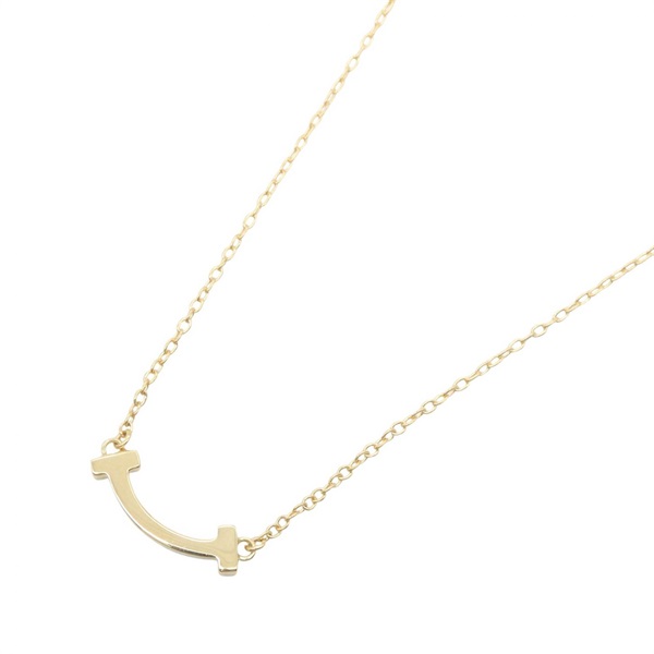 TIFFANY＆CO T Smile Mini Necklace Pendant 18KYG Yellow Gold Used Women
