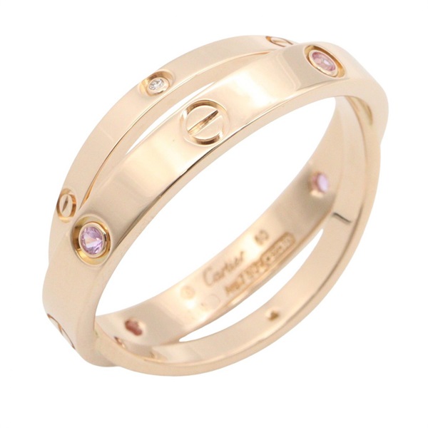 CARTIER Be Love Ring 18KPG Rose Gold Pink sapphire Diamond Used US size 9 #60